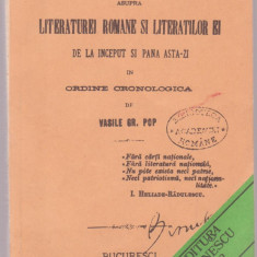 Vasile Gr. Pop - Conspect asupra literaturei romane si literatilor ei de la inceput si pana asta-zi in ordine cronologica