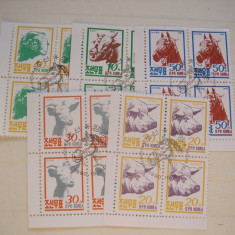 Korea de Nord 1990 fauna animale domestice mi 3143-3147 stamp. bloc de 4