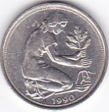 Moneda Germania Federala 50 Pfennig 1990A - KM#109.2 XF, Europa