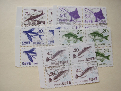 Coreea 1990 fauna pesti mi 3154-3158 stamp. bloc de 4 foto