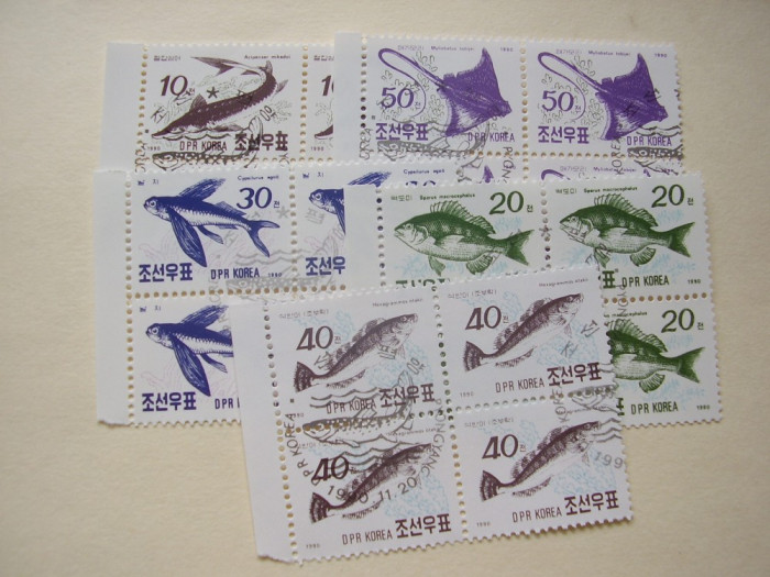 Coreea 1990 fauna pesti mi 3154-3158 stamp. bloc de 4