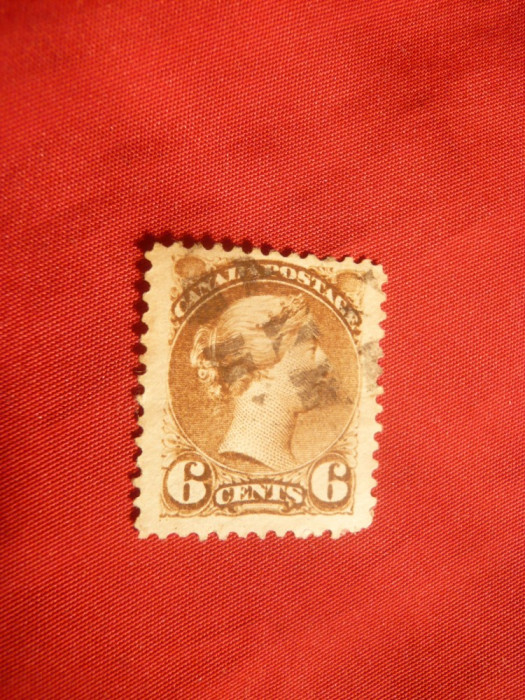 Timbru 6 C 1870 brun , Canada colonie britanica, stampilat