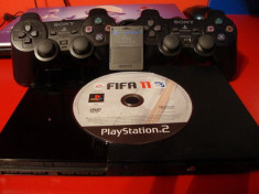 Playstation 2 pachet (consola, 2 joystick-uri sony, card memorie, joc Fifa 2011, Volan Genius PS2 si PC foto