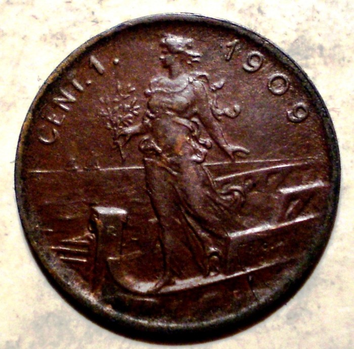 E.332 ITALIA VITTORIO EMANUELE III 1 CENTESIMO 1909 R XF