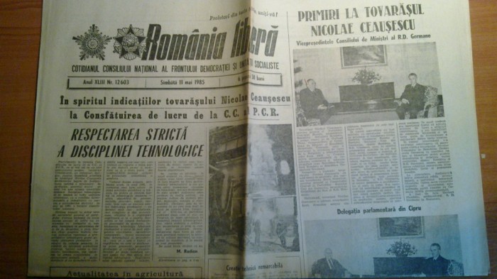 ziarul romania libera 11 mai 1985