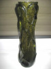 Vaza sticla verde cu bule relief- h- 31 cm, d- 8cm.