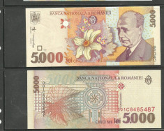 BANCNOTA 5000 LEI 1998, UNC foto