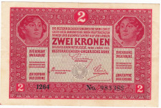 Austria Ungaria 2 Korona/Krone/Coroane 1917 foto