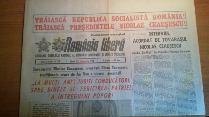 ziarul romanial libera 30 decembrie 1988 (nr. de anul nou )