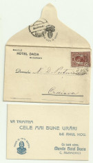 Plic timbrat antet + carte de vizita MARELE HOTEL DACIA DIN BUCURESTI - 1912 foto