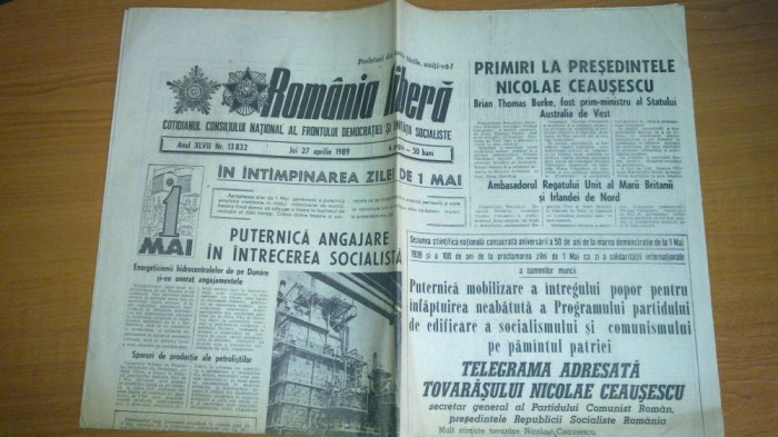 ziarul romania libera 27 aprilie 1989