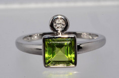 Inel aur 14k cu peridot si diamante (produse noi in stoc) foto