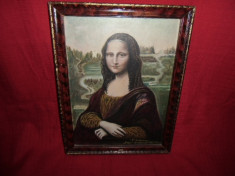 PICTURA PE PANZA Monalisa - Gioconda ,LEONARDO DA VINCI 43,5 X 33,5 CM foto