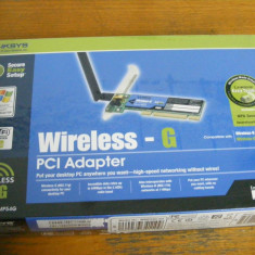 Vand placa wireless pe PCI, profesionala, Linksys WMP54G, cu garantie si factura!