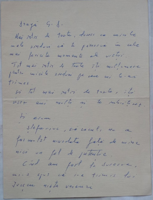 Scrisoare a poetului si scriitorului avangardist , Geo Bogza , 1965 , avangarda