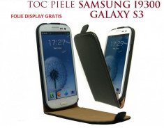 Husa Eleganta TOC PIELE FLIP NEGRU Samsung Galaxy S3 i9300 + Folie Protectie Display GRATIS foto