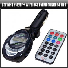 Modulator Auto trasmitator FM cu telecomanda MP3 Player USB /SD/MMC Slot foto