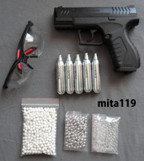 Pistol UMAREX aer comprimat CO2 airsoft 180 m/s NOU + bile + capsule + ochelari foto