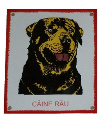 PLACA CAINE RAU ROTTWEILER foto