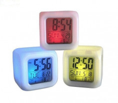 Ceas Cub Multicolor cu Alarma, Termometru si Calendar foto