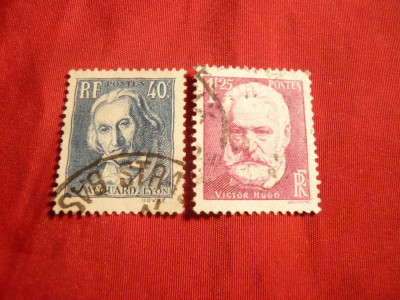 Serie- V.Hugo si J.Lyon 1935 Franta ,1+1val.stamp. foto