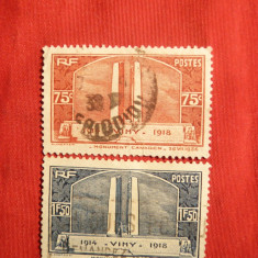 Serie- Monument Vimy-pt. canadieni -1936 Franta 2 val.stamp.