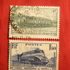 Serie- Locomotive -Congres Cai Ferate 1937 Franta , 2val.stamp.