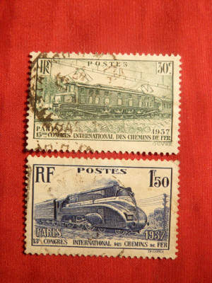 Serie- Locomotive -Congres Cai Ferate 1937 Franta , 2val.stamp. foto