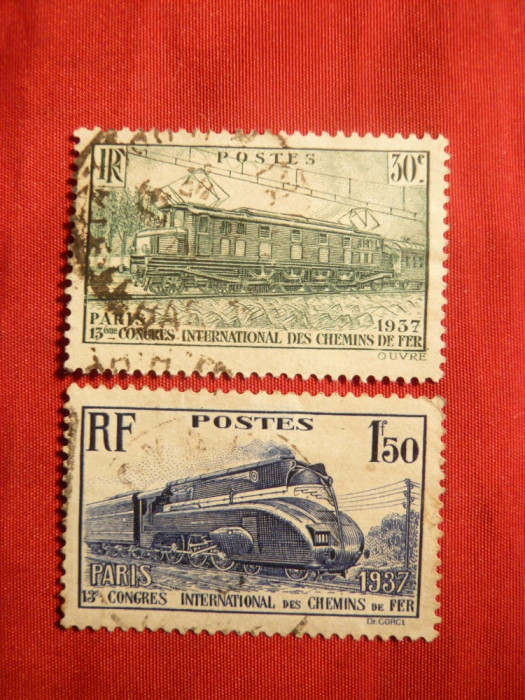 Serie- Locomotive -Congres Cai Ferate 1937 Franta , 2val.stamp.