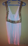 Rochie Alba Scurta XS Fara Maneci Fermoar Lateral Second Hand 95% Rayon 5% Spandex