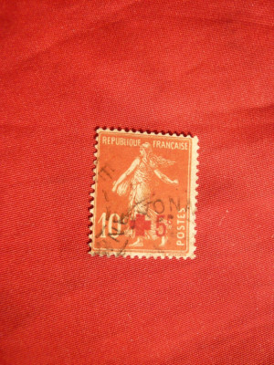 Serie- Cruce Rosie supratipar 1914 Franta ,1val.stamp. foto