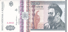 Bancnota Romania 500 Lei 1992 - P101b UNC (filigran: portret Brancusi din profil) foto