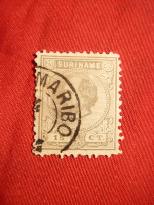 Timbru 15 C 1873 Suriname -Col.Olandeza , stamp. foto