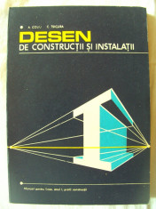 &amp;quot;DESEN DE CONSTRUCTII SI INSTALATII&amp;quot;, Manual pentru licee, anul I, profil constructii. A. Coliu / C. Tsicura, 1974. Desen tehnic. Absolut noua foto