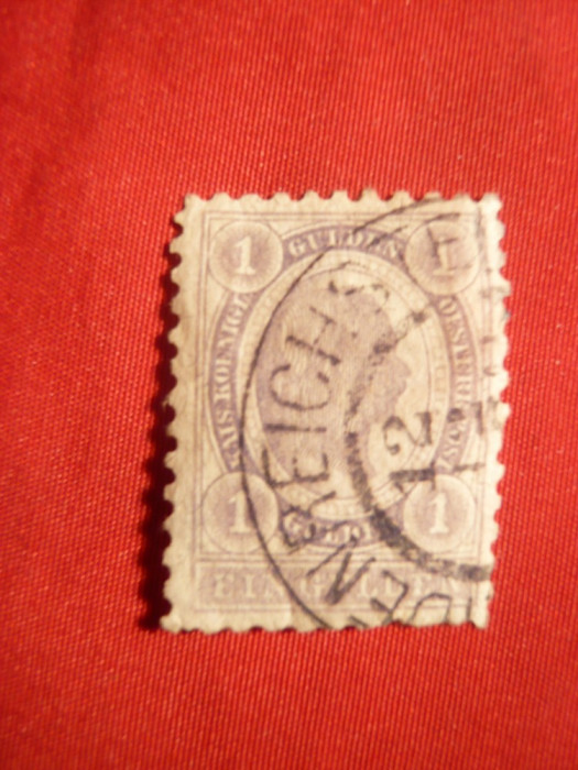 Timbru 1 Gulden 1896 violet Fr. Josef Austria , stamp.
