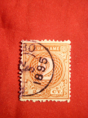 Timbru 2 Centi 1890 Suriname -Col.Olandeza , stamp. foto