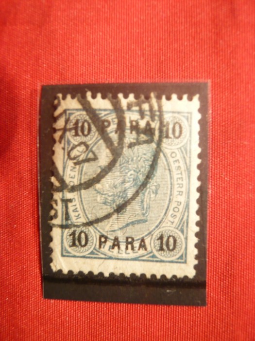 Timbru 10 Para supratipar pe 10 Kr. 1890 Levantul Austriac