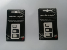 ADAPTOR NANO SIM LA SIM / NANO SIM LA MICROSIM SI MICROSIM LA NANO SIM 3 ADAPTOARE INTR-UN SINGUR PACHET SIGILATE NOI foto