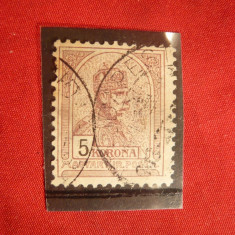 Timbru 5 Kr. 1900 Fr.Josef ,stamp. Ungaria ( Austro)