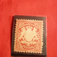 Timbru 10 Pf 1876 rosu Bavaria nestamp. ,fara guma