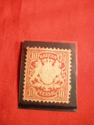 Timbru 10 Pf 1876 rosu Bavaria nestamp. ,fara guma foto