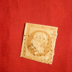 Timbru 10 Cent 1853 brun-galben Franta ,stamp.romb cifre