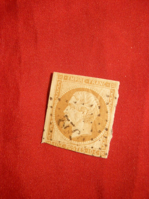 Timbru 10 Cent 1853 brun-galben Franta ,stamp.romb cifre foto
