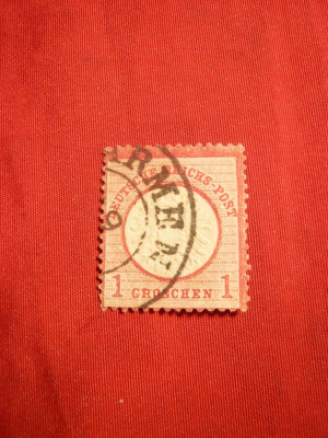 Timbru 1 Gr. rosu 1872 ,scut mare ,Germania , stamp. foto