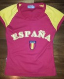 Tricou dama Espana Spania fotbal, marimea S-M, ca nou, Rosu, Maneca scurta, S/M