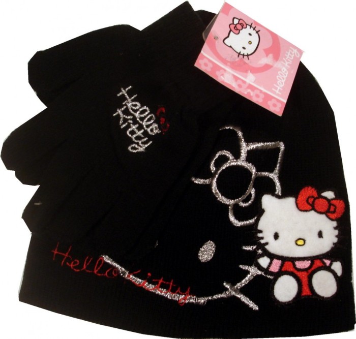 Set caciula+manusi Hello Kitty foto mare Set caciula+manusi Hello Kitty foto mare