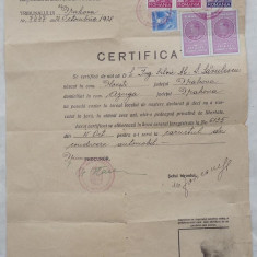 Certificat ; Biroul de Cazier si Identificare al Tribunalului Prahova , 1938