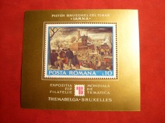 Colita -Pictura Exp. Filatelica Bruxelles 1975 - Romania