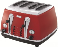 Prajitor de paine DeLonghi CTO4003R - Rosu - Gama de Design DeLonghi Icona - 4 felii - Reducere 53% foto