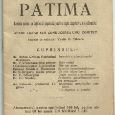 PATIMA - revista pentru lupta impotriva alcoolismului, editie 1926,Iasi